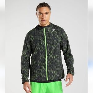 Gymshark Sport Windbreaker Jacket Men's Size Medium Fluo‎ Lime Green Black A2A7I